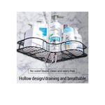 Adhesive Wall Mounted Metal Mesh Storage Shelf, Hanging Organizer Shelf with Shampoo Basket and Holder, for Bathroom, Kitchen, Garage with 2 Adhesive Hooks, Black, Industrial