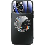 حافظة لهاتف  ايفون 15 برو ماكس ، واقي كاميرا بعدسة زجاجية للنافذة، عرض الشعار متوافق مع مج سيف ، مغناطيسي 