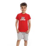 Andora Solid Pattern Cotton Pajama Set - Red & Grey