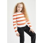 product_image_name-Defacto-Girl Crew Neck Crop-Standart Fit Pullover - Orange-5