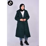 product_image_name-Generic-Share this product    Women Long Mohair Coat with Belt & High Neck – Modest Warm Overcoat Dark Green-7