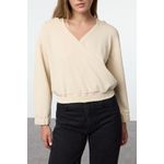 product_image_name-Trendyol-سويت شيرت مزود بغطاء رأس من ترينديول بتصميم عادي/منتظم بلون الحجر-4