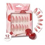 طقم أظافر بالضغط بتدرج وردي ناعم (12 قطعة)