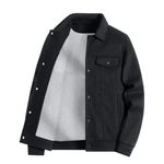  جاكيت جوخ مبطن فرو للرجال - اسود