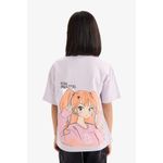 product_image_name-Defacto-تيشيرت نص كم بناتي بطبعة شعار اوفر سايز برقبة مستديرة-6