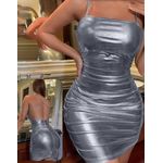 لانجيري جلد ديسكو فضي - يناسب من 55 إلى 85 كيلو