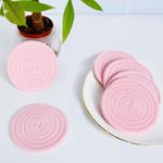 product_image_name-Generic-6 Pcs Coasters for Drinks,Super Absorbent Drink Coasters, Stylish Handmade Round Woven Coaster for Coffee Table Tabletop Protection Housewarming Gift for Home Decor - 4.3 Inches, Bright Pink-6