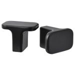 Generic Knob Two sleek black HACKÅS knobs, one t-shaped, one rectangular, smooth and modern.