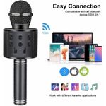 product_image_name-Generic-ميكروفون كاريوكي لاسلكي بالبلوتوث ومكبر صوت محمول باليد للحفلات المنزلية وتقديم هدية بمناسبة الكريسماس وعيد الميلاد للاطفال (اسود)، من مادون-3
