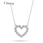 عقد موضة به قلب لامع للنساء ، فضة 925