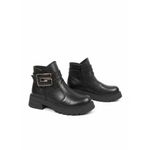product_image_name-Life Stylish-Ankle Boot Mid Heel Leather G-56 - Black-2