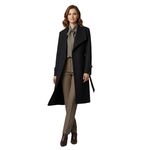 product_image_name-Smoky Egypt-Shawl Collar Striped Belted Trench Style Wool Coat - Black with Brown Pinstripe-2
