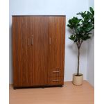 دولاب خشب تخزين ملابس بدرجين  - بني