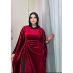 product_image_name-Generic- فستان قطيفة راقي - تصميم درابيه بخصر مزموم - مثالي لعزومات رمضان والعيد - اللون برغندى -2