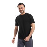 product_image_name-EUROMED-V-Neck Solid Slip On T-Shirt - Black-1