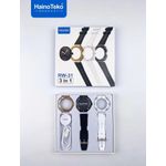 product_image_name-Haino Teko-ساعة هاينو تيكو RW-31 الذكية - تصميم 3 في 1 مع 3 أغطية حماية و2 سوار، تدعم مكالمات البلوتوث وشاحن لاسلكي - لون أسود.-3