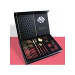 product_image_name-Generic-Golden Spoon Set, 24 Pieces in Premium Carton Box, Premium Quality AR - Silverware Set Stainless Steel Cutlery: 24 Piece Dinnerware Utensils Dinner Forks Spoons Steak Knife Service 6 - 24 Piece Spoon Set - 6 Person Cutlery Set, 24 Piece Cutlery Set B-3