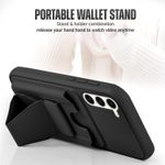 product_image_name-Generic-Leather Wallet Case Compatible with Samsung Galaxy Note 10+ Plus, Leather Back Cover With TPU Frame, Shockproof Protective Phone Case with Card Holder Stand (Black)-3