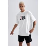 product_image_name-Defacto-Man Crew Neck Oversize Fit-Nba Short Sleeve T-Shirt - Ecru-2