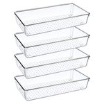 4 Pieces Clear Acrylic Plastic Refrigerator Organizer Boxes, Desk Drawer Organizer Boxes for Cosmetics, Makeup, Kitchen, Office