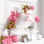 product_image_name-Generic-HOUP HOUSE OF PARTY طقم زينة بالونات باللونين الوردي والذهبي - طقم قوس بالونات باللون الأبيض والوردي والذهبي مع كونفيتي بالونات ذهبية ووردية لتزيين أعياد الميلاد وزينة عيد الميلاد-2