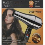Sokany استشوار لتجفيف وفرد الشعر ماركة سوكاني- 2400 واط من الاستانليستيل، أسود، 50