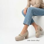 product_image_name-Generic-حذاء كعب عريض بتصميم تريكو عصري ونعل طبي مريح - موديل 50000-AM47 - بيج-7