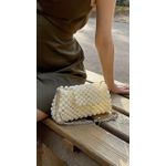Handmade bag - handbag - fluffy pearls Off-white