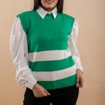 product_image_name-Generic-بلوفر كت كاجوال للأستخدام فوق الشيميز او البدى - لون أخضر بخطين ابيض-2