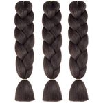 إكسسوار شعر، صناعي، طويل، ومجعد، بلون بني غامق ورستا