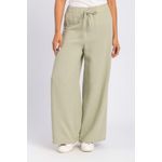 product_image_name-Esla-Elastic Waist With Drawstring Solid Pants - Mint-2