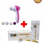 ديرما رولر تيتانيوم ذهبي - 1.5 مم + فرشاة تنظيف وجه 5 في 1