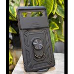 غطاء خلفي متين لجهاز جوجل بيكسل 6A مع درع قوي وميزة حامل وكاميرا منزلقة - أسود