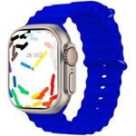 ساعة T8000 الذكية، شاشة كبيرة لانهائية، شحن لاسلكي - أزرق