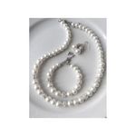 عقد انيق واسوارة واقراط من المايوركا الأبيض