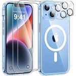 product_image_name-Generic-جراب مغناطيسي لهاتف آيفون 14 مزود بلوحتي حماية من الزجاج المقوى ولوحتي حماية للكاميرا، متوافق مع نظام MagSafe، جراب خلفي مضاد للخدش ومقاوم للصدمات مصنوع من مادة TPU لهاتف آيفون 14 مقاس 6.1 بوصة - شفاف-1