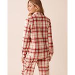 product_image_name-La Vie En Rose-Red & Beige Plaid Soft Velour Button-down Shirt-2