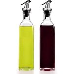 product_image_name-Generic-زجاجة موزع زيت وخل، مانع تسرب بغطاء من الستانلس ستيل، زجاج شفاف 500 مل، مجموعة من 2 - مثالية للمنزل والمطعم-1