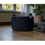 product_image_name-Generic-سلة تخزين من الحبال القطنية، منظم كبير منسوج مع مقابض، ديكور منزلي حديث (أسود)-4