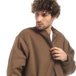 product_image_name-Red Circle-سترة بنية مريحة بسحاب مع جيوب-2