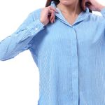 product_image_name-Andora-Feminine Striped Button Down Long Sleeves Shirt - Light Blue & White-4