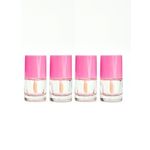 مجموعة من 4 زجاجات فارغة بلون وردي مع فرشاة تطبيق - حاويات قابلة لإعادة التعبئة بحجم 8 مل لبقع الشفاه والخدود