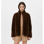 Freska جاكيت فرو مضلع بياقة عالية وسوستة