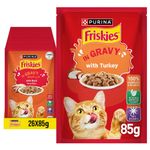 Friskies Purina Turkey Chunks In Gravy Wet Cat Food Pouch 85G (26 Pouches)