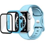 product_image_name-Generic-سوار تين تك مع غطاء متوافق مع ساعة Apple Watch مقاس 44 مم، سوار رياضي بديل من السيليكون، حزام مع غطاء وواقي شاشة زجاجي مدمج لساعات iWatch Series 6 و5 و4 وSE وSE 2-1