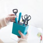 product_image_name-Generic-طقم أدوات مطبخ 5 في 1 مع حامل، مجموعة أدوات متعددة الوظائف، يشمل مقشرة، سكين فاكهة، مقص، فتاحة زجاجات وحامل مصفاة (لون واحد)-2