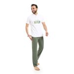 Andora Short Sleeve Solid Pattern Pajama Set - White & Green - image 3