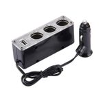 product_image_name-Generic- محول ولاعة السجائر للسيارة، مقبس متعدد لولاعة السجائر، مشترك ولاعة سيارة 3 مخرج و 1 يو اس بي ، 12 فولت ، 24 فولت (3عين-1USB ، كود : 9653) من  الصفوة تريد -2