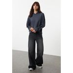 product_image_name-Trendyol-Anthracite Hooded Regular/Normal Cut Soft Touch Knitted Sweatshirt with Stitching Detail TWOAW25SW00056-1