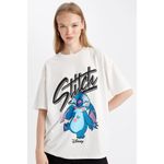 product_image_name-Defacto-Woman Crew Neck Oversize Fit Short Sleeve T-Shirt - Off White-1